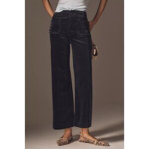 Anthropologie Colette Corduroy Crop Pants Scallop Pocket Wide Leg Size 27 Navy
